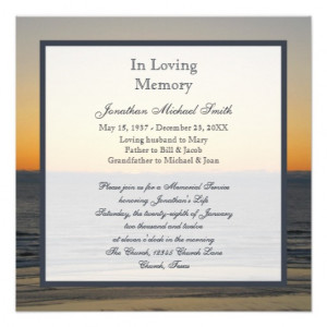 Memorial Service Announcement Invitation from Zazzle.com