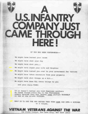 Anti-war flyer by Vietnam veterans