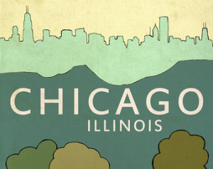 Chicago City Skyline Art Print // Chicago No.2 // Travel City Skyline ...