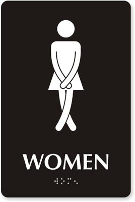 Cross-Legs Women's Bathroom Sign - Funny Restroom Sign, SKU - SE-2027
