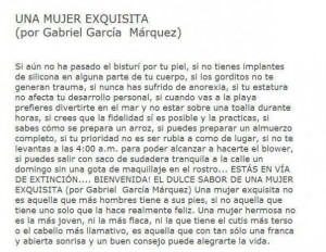 Poema Una Mujer Exquisita de Gabriel García Marquez para dedicar a ...