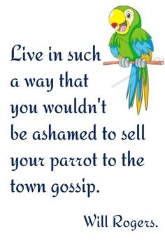 ... be ashamed to sell your parrot to the town gossip will rogers # quotes