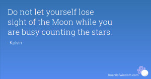 ... yourself lose sight of the Moon while you are busy counting the stars