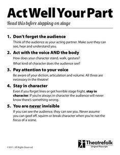 Acting Tips Poster. Click to download a printable version. My acting ...