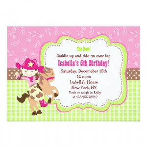 Cowgirl Custom Birthday Party Invitations zazzle_invitation