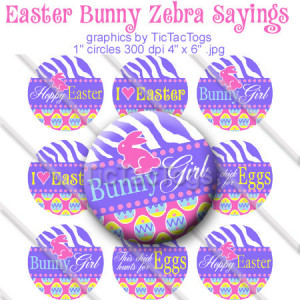 Zebra Easter Egg Bunny Sayings Bottle Cap Digital Set 1 Inch Circle