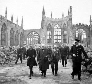 Winston Churchill visiting the ruins of Coventry Cathedral following ...