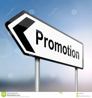 ... arrow containing a job promotion concept. Blurred background