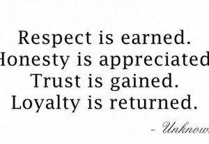 Respect, Honesty, Trust, and Loyalty