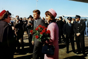 ... Jacqueline Kennedy arrive at Love Field prior to his assassination in