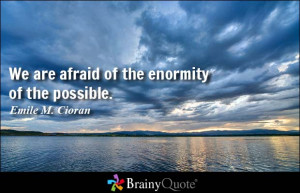 We are afraid of the enormity of the possible. - Emile M. Cioran