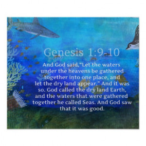 bible verse about the ocean with colorful sea life painting and god ...