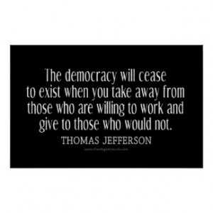 Jefferson Quote On Democracy Posters