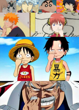 Luffy, he use his nose when thinking