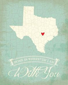 Texas map art state poster- 8 x 10 Typographic poster, inspirational ...