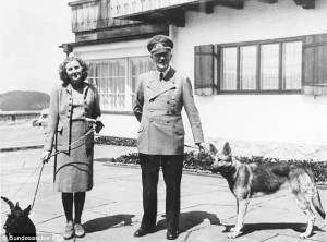 Last day: Adolf Hitler and his wife Eva Braun pose with their pets ...