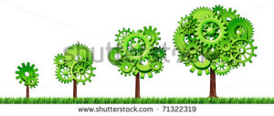 growing economy industry business growth green power gears cogs tree ...