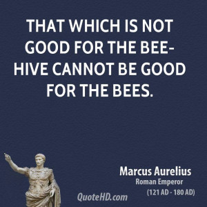 That which is not good for the bee-hive cannot be good for the bees.