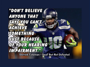 Seahawks Derrick Coleman Deaf Hearing-Impairment Quote Poster Wall Art ...