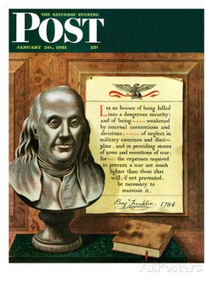 Benjamin Franklin - Bust and Quote