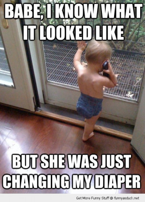 baby on phone door changing diaper meme funny pics pictures pic ...