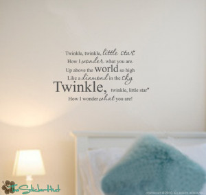 Twinkle Twinkle Little Star Vinyl Wall Art Text Lettering Quotes Words ...