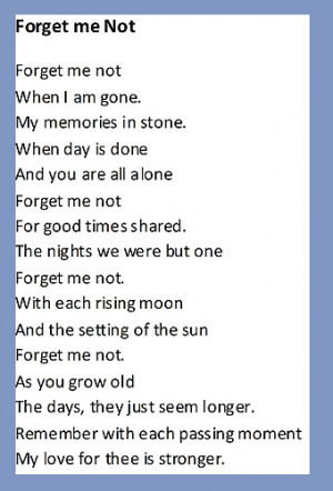 Memorial Forget Me Not Poem