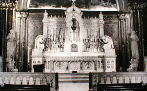 catholic traditional sanctuary altar rail at edge of sanctuary