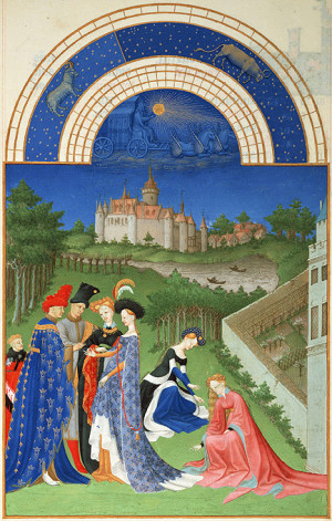 April Manuscript Image from the Tres Riches Heures de Duc de Berry