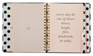 Inspirational quotes open each month inside Kate Spade’s planner.