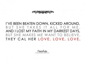 She Is Love - Parachute. Love the acoustic version of this.