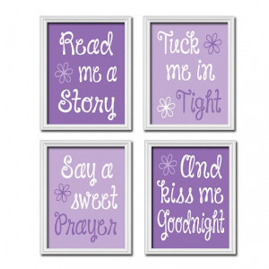 Cute Purple Lavendar Lilac Kiss Me Goodnight Quote Crib Nursery Song ...