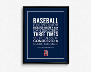 Ted Williams #9 Boston Red Sox Inspirational Good Performer Quote ...