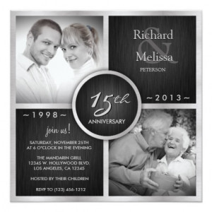 Elegant Black and Silver 15th Wedding Anniversary 5.25x5.25 Square ...