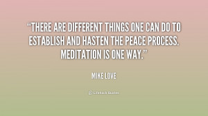 ... to establish and hasten the peace process. Meditation is one way