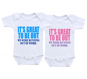 ... of Womb - Cute Infant Shirts or Onesies for Baby TWINS or TRIPLETS SET