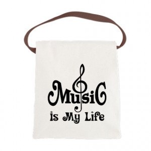 ... Gifts > Band Bags & Totes > Music Is My Life Quote Canvas Lunch Bag