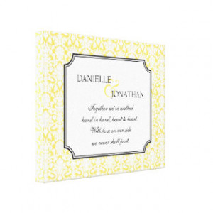 Yellow damask wedding personalized canvas art gallery wrap canvas