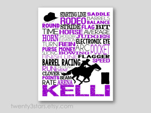 Rodeo Barrel Racing Barrel Racing Typography Art