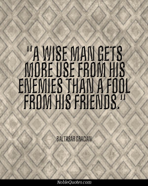 wise man gets more use from his enemies than a fool from his friends ...