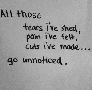 ... those tears i've shed, pain i've felt, cuts i've made....go unnoticed