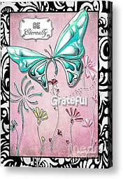 ... Gratitude Quote Butterfly and Floral Art by Megan Duncanson Canvas