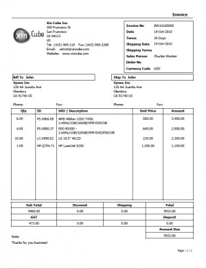 Download invoice template pdf format