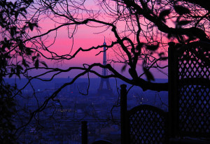 beautiful, blue, colorful, eiffel tower, landscape, paris, pink, sky