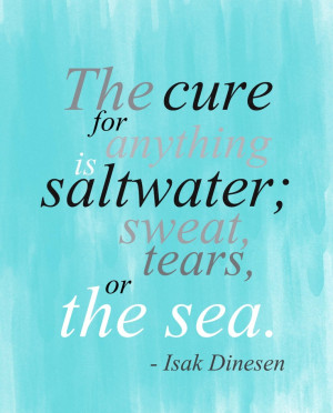 Saltwater: sweat, tears or the sea inspirational quote print.