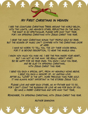 My First Christmas in Heaven A phenomenal poem for those of us who ...