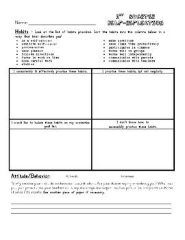 Student Self-Reflection Worksheet (End of 1st Quarter): Students Led ...