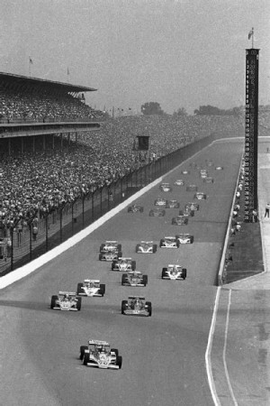 AP Photo Gordon Johncock leads A.J. Foyt at the start of the 59th ...