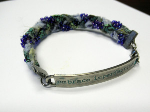 Embrace Imperfection Inspirational Quote Fabric and MetalBracelet. $21 ...