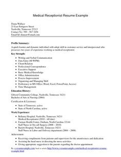 Free Medical Receptionist Resume | medical receptionist resume example ...